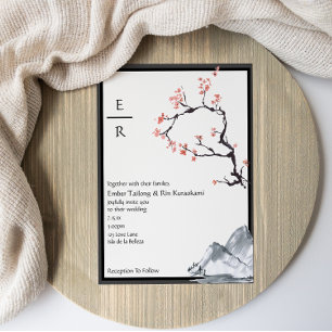 Sakura Mountain   Casual Monogram Bd Wedding Invitation
