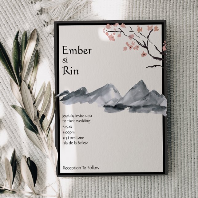 Sakura Mountain | Casual v2 Border Wedding Invitation (Creator Uploaded)