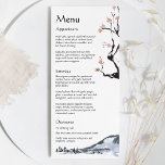 Sakura Mountain | Casual Wedding Flat Menu<br><div class="desc">This sakura mountain | casual wedding flat menu is perfect for your casual modern minimalist wedding. This design features sakura tree with cherry blossoms, watercolor mountains, and simple calligraphy to make your wedding special in the spring, summer, fall, or winter. Please feel free to reach out to us with any...</div>