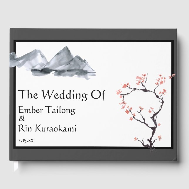 Sakura Mountain | Casual Wedding Guest Book (Front)