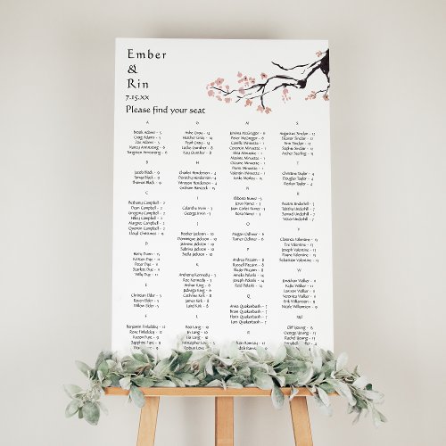 Sakura Mountain  Casual Wedding Seating Chart Foam Board