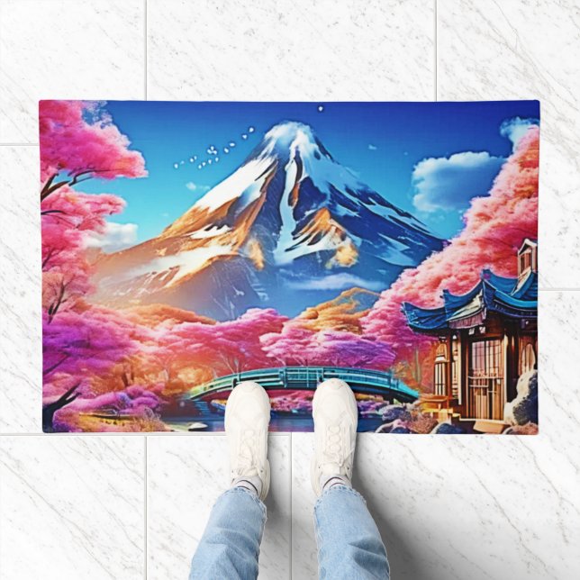 Sakura Mountain: Spring Scene Doormat (Indoor)