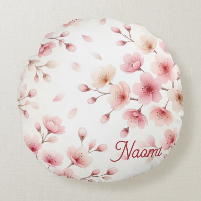 Sakura Movement Seamless Pattern | Feminine Custom Round Pillow (Front)
