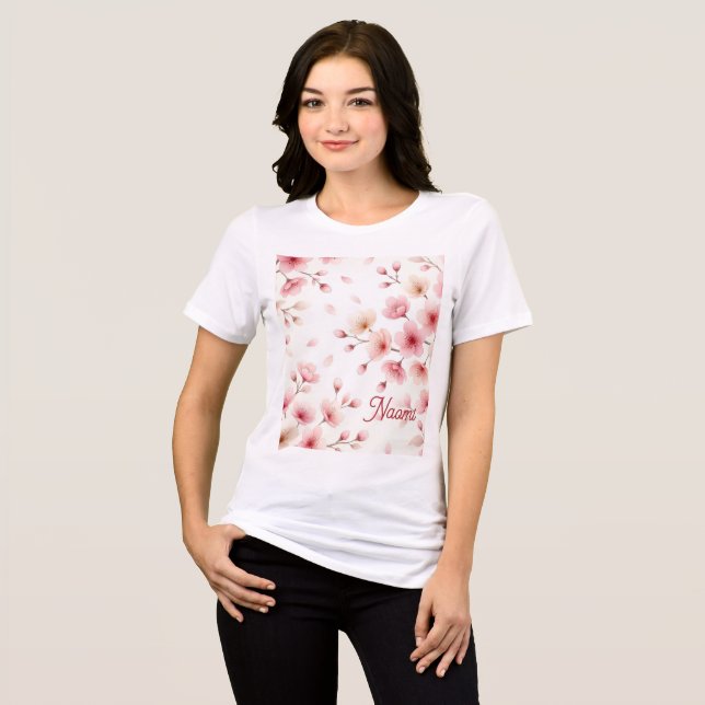Sakura Movement Seamless Pattern | Feminine Custom Tri-Blend Shirt (Front Full)