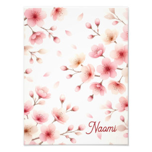 Sakura Movement Seamless Pattern Feminine Yoga Photo Print