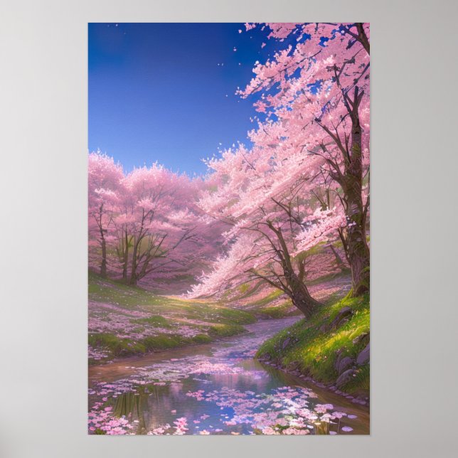 Sakura Petals on the Water Poster (Front)