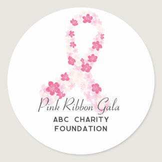 Sakura Pink Breast Cancer Fundraiser QR Code Classic Round Sticker