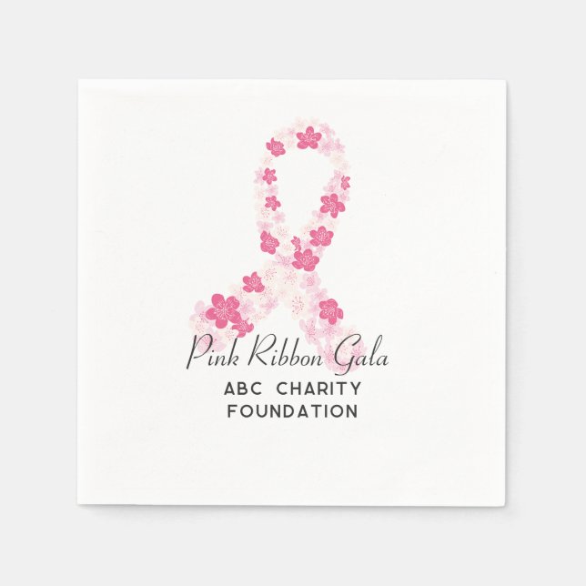 Sakura Pink Breast Cancer Fundraiser QR Code Napkins (Front)