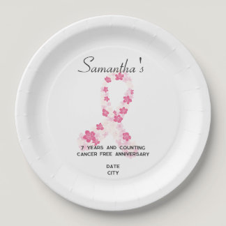 Sakura Pink Breast Cancer Fundraiser QR Code Paper Plates