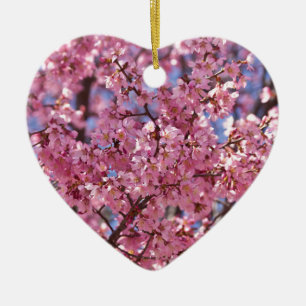 Sakura Pink Cherry Blossom Sky Ceramic Ornament