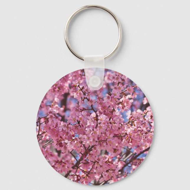 Sakura Pink Cherry Blossom Sky Keychain (Front)