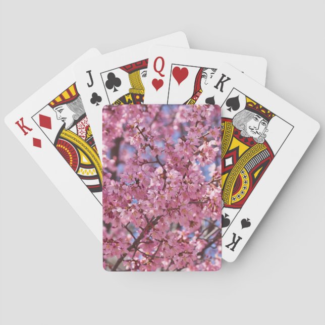 Sakura Pink Cherry Blossom Sky Poker Cards (Back)