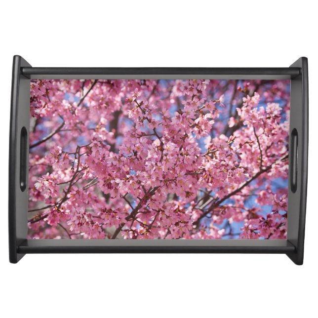 Sakura Pink Cherry Blossom Sky Serving Tray (Front)