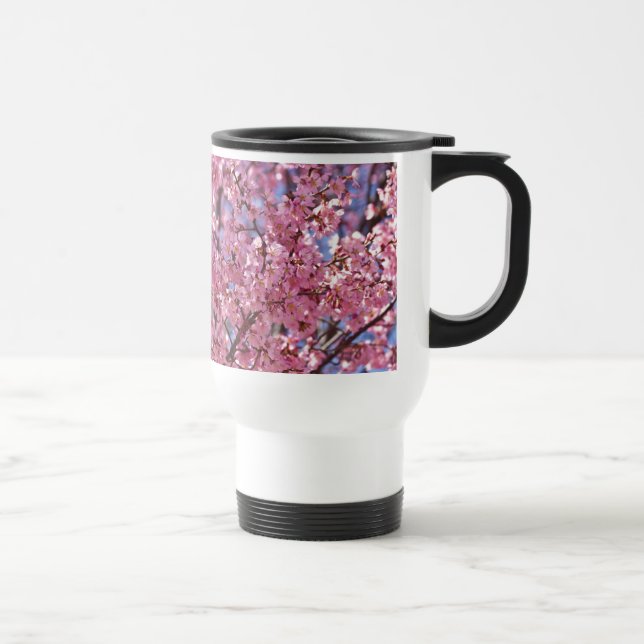 Sakura Pink Cherry Blossom Sky Travel Mug (Right)