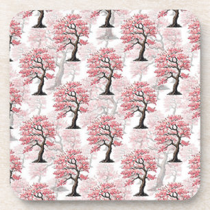Sakura Pink Cherry Blossom Tree Design Beverage Coaster