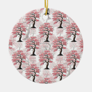 Sakura Pink Cherry Blossom Tree Design  Ceramic Ornament