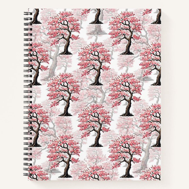 Sakura Pink Cherry Blossom Tree Design  Notebook (Front)