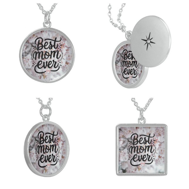 Sakura Pink Elegant Best Mom Ever Mother's Day Silver Plated Necklace (Sakura Pink Elegant Best Mom Ever Mother's Day Necklaces)