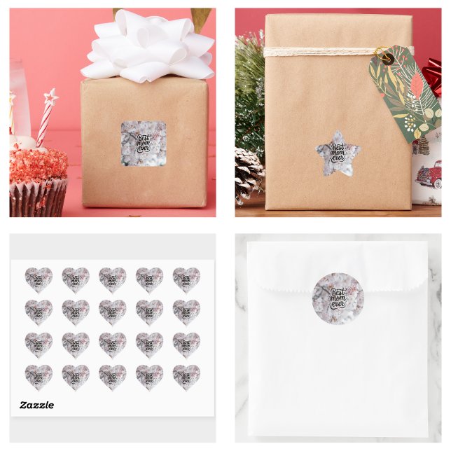 Sakura Pink Elegant Best Mom Ever Mother's Day Square Sticker (Sakura Pink Elegant Best Mom Ever Mother's Day stickers)