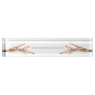 Sakura Pink Flowers in Pale Blue background Nameplate