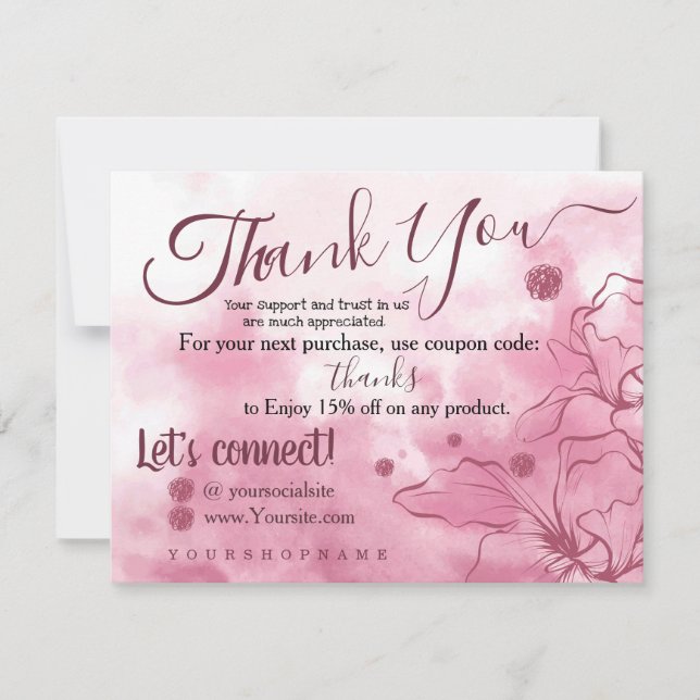 Sakura Pink  - Thank You for your Order Card (Front)