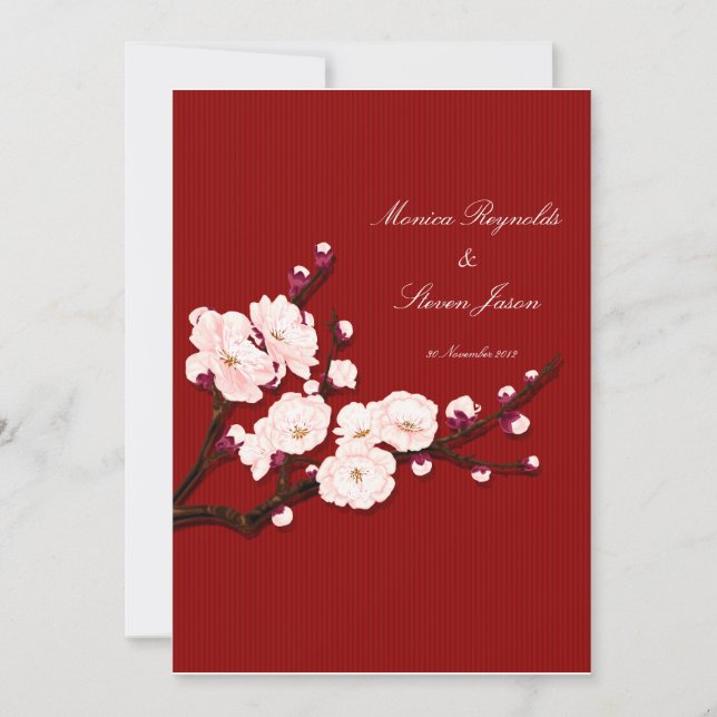 sakura RSVP wedding invitation card (Front)