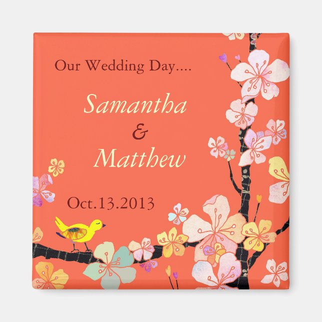 Sakura Save the Date Wedding Invitation Magnet (Front)