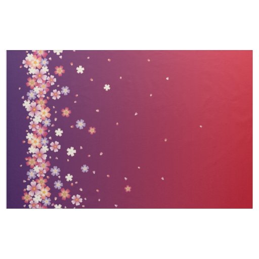 Sakura Showers Dramatic Purple & Red Kimono Style Fabric