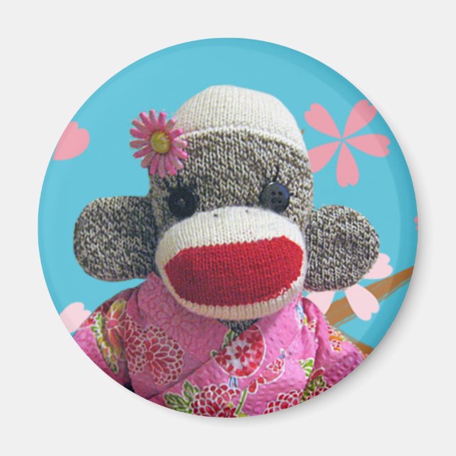 Sakura Sock Monkey Magnet (Front)