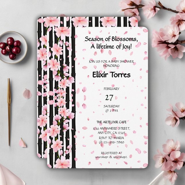 Sakura Spring Cherry Blossoms Baby Shower Invitation (Creator Uploaded)