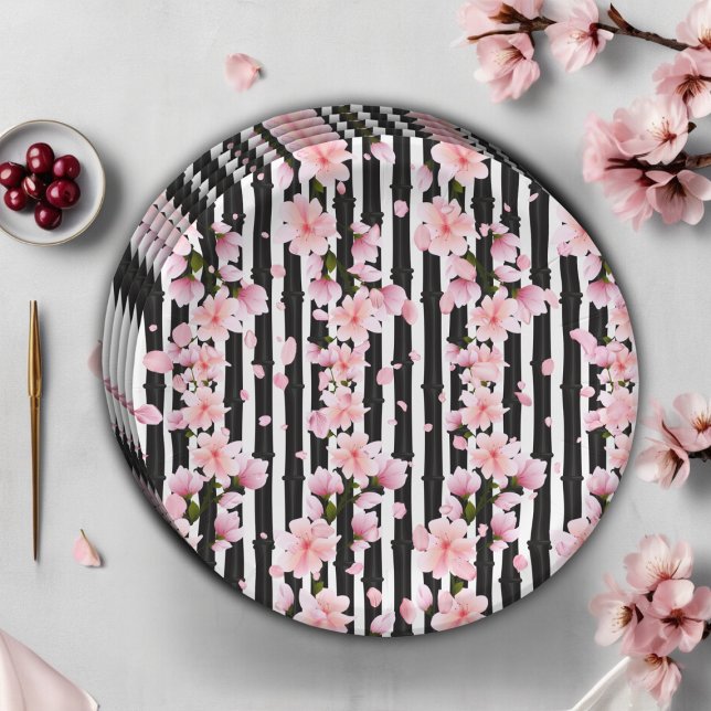 Sakura Spring Cherry Blossoms Baby Shower Paper Plates (Creator Uploaded)