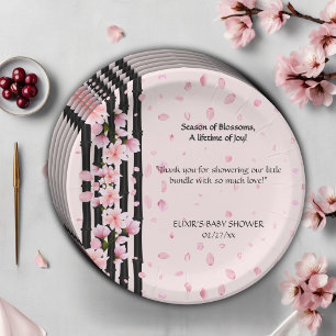Sakura Spring Cherry Blossoms Baby Shower Paper Plates
