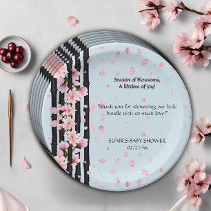 Sakura Spring Cherry Blossoms Baby Shower Paper Plates