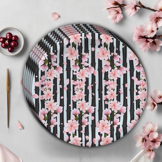 Sakura Spring Cherry Blossoms Baby Shower Paper Plates (Creator Uploaded)
