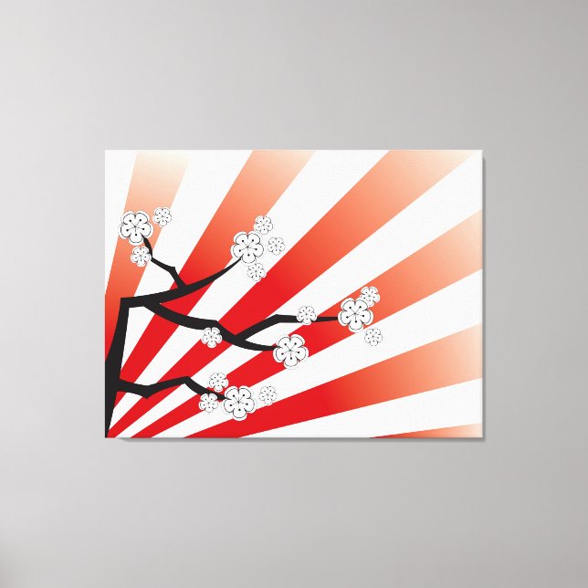 Sakura Sunrise Zen White Cherry Blossoms Flowers Canvas Print (Front)