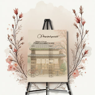 sakura tea house Destination Wedding seating chart Foam Board