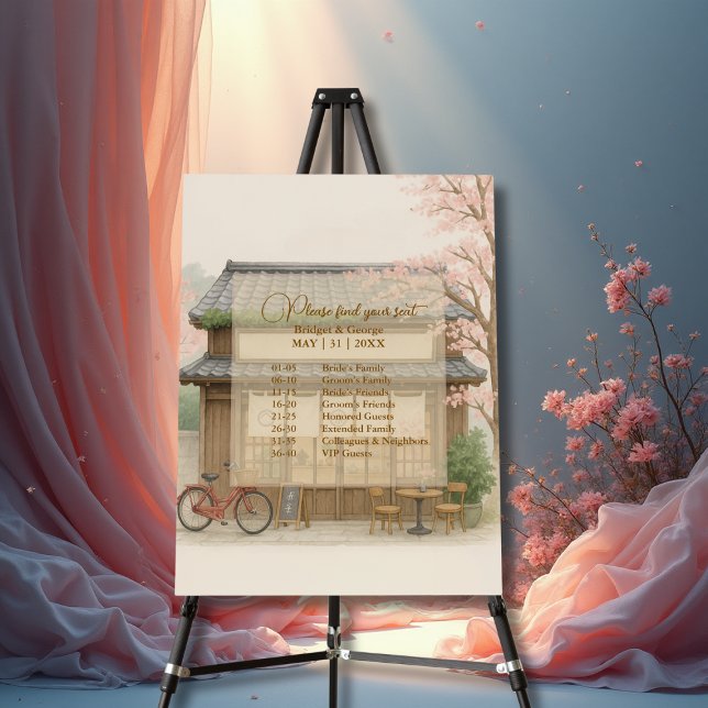 sakura tea house Destination Wedding seating chart Foam Board (Creator Uploaded)