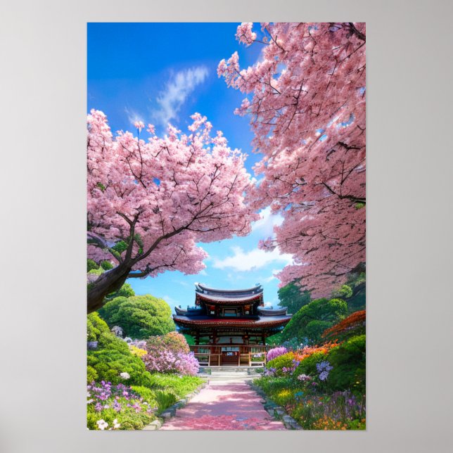 Sakura Temple Garden Poster (Front)