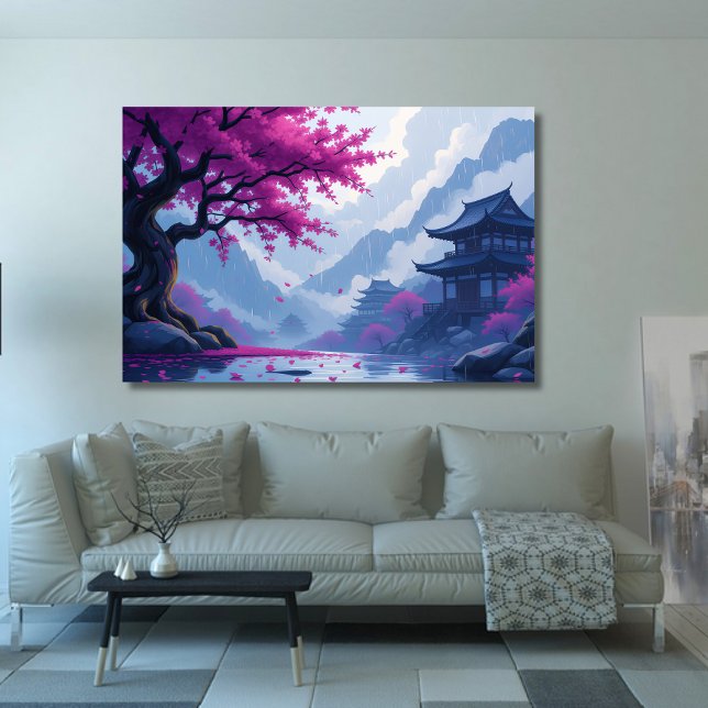 Sakura Tree and Japanese House on a Lake  Metal Print (Creator Uploaded)