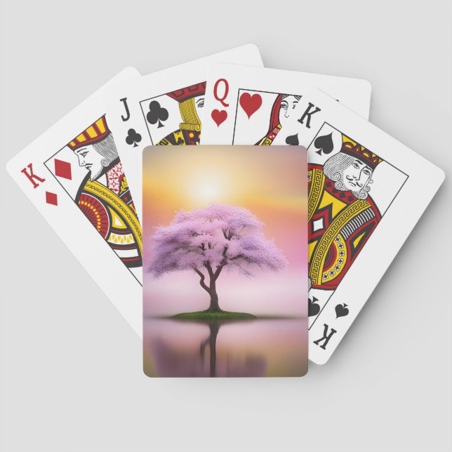 Sakura Tree at Sunrise Poker Cards (Back)
