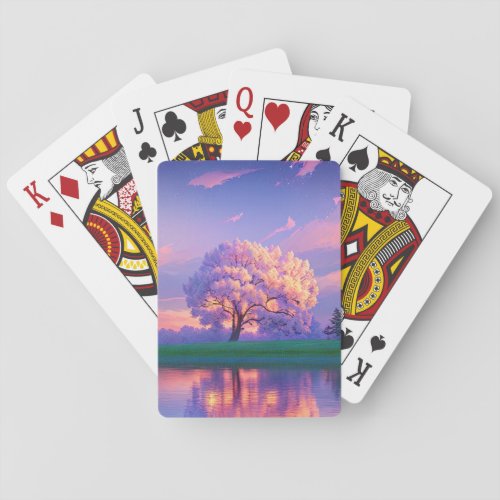 Sakura Tree Bathed in Early Morning Sun Poker Cards