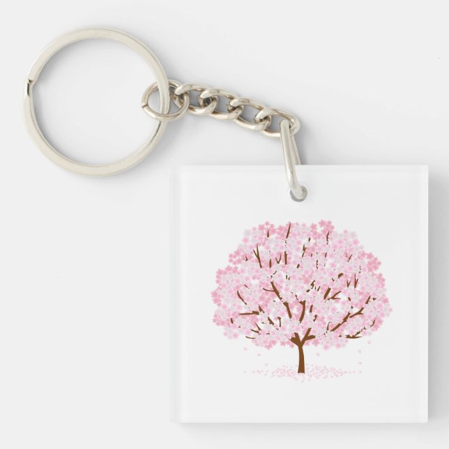 Sakura Tree in Full Bloom – Elegant Spring Design" Keychain (Front)