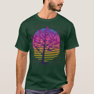 Sakura Tree Japan Flower 80s Art Vaporwave Cherry  T-Shirt