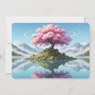 Sakura Tree Lake Landscape Postcard - Artistic Asi