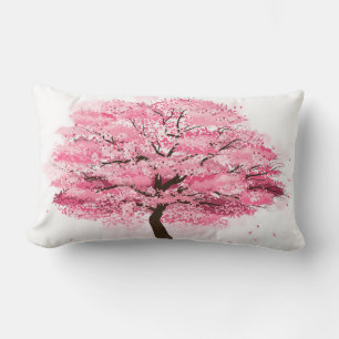 sakura tree throw pillow