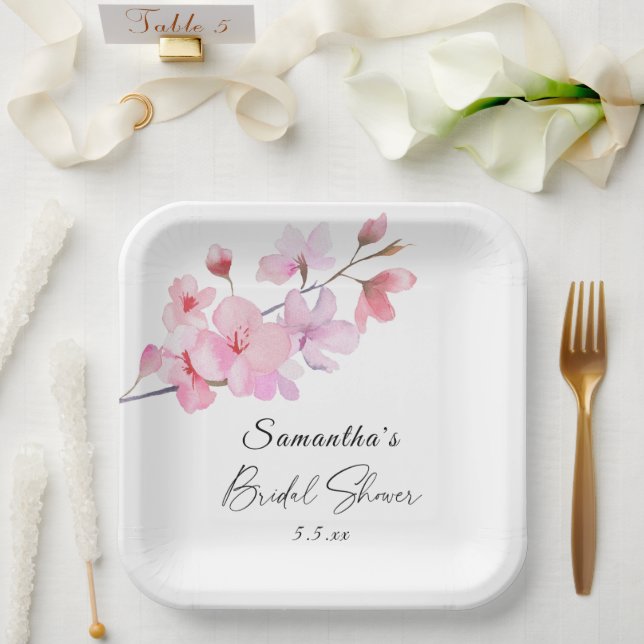 Sakura - Wedding Bridal shower Paper Plates (Wedding)