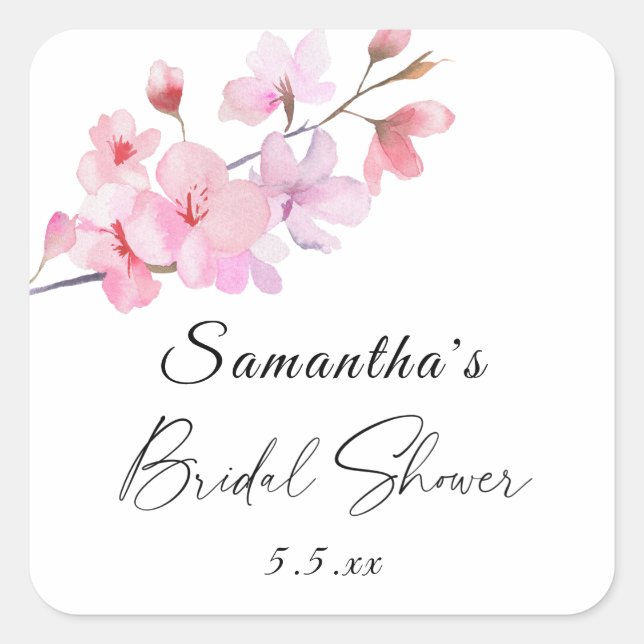 Sakura - Wedding Bridal shower Square Sticker (Front)