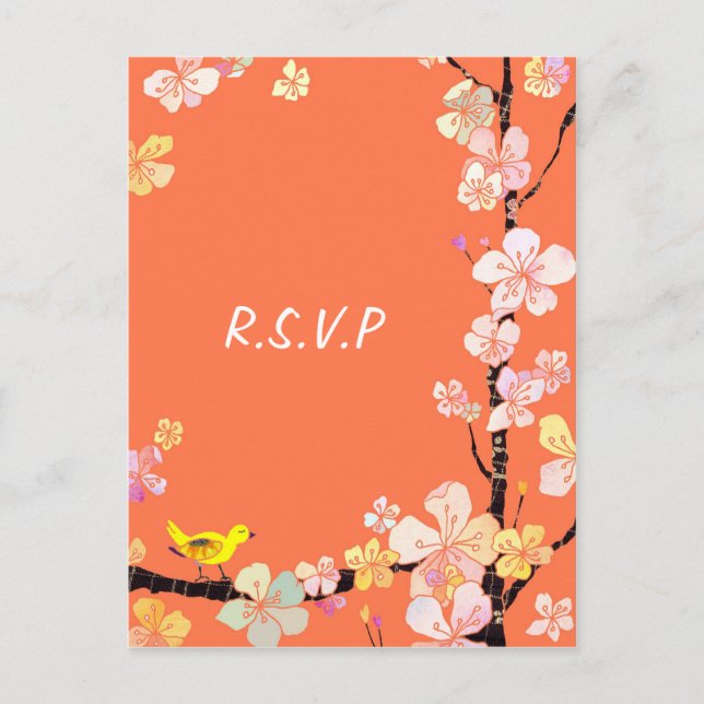 Sakura: Wedding RSVP Postcards (Front)