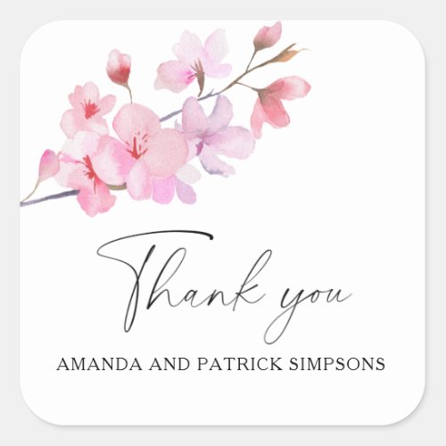 Sakura _ Wedding Thank You Square Sticker