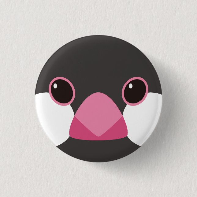 Sakurabuntori - Java sparrow (black) Pinback Button (Front)